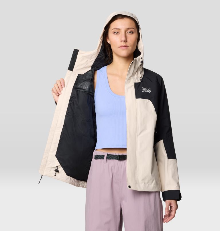 Women's Dry Times Hooded Jacket, Color: Talc, Black, image 9