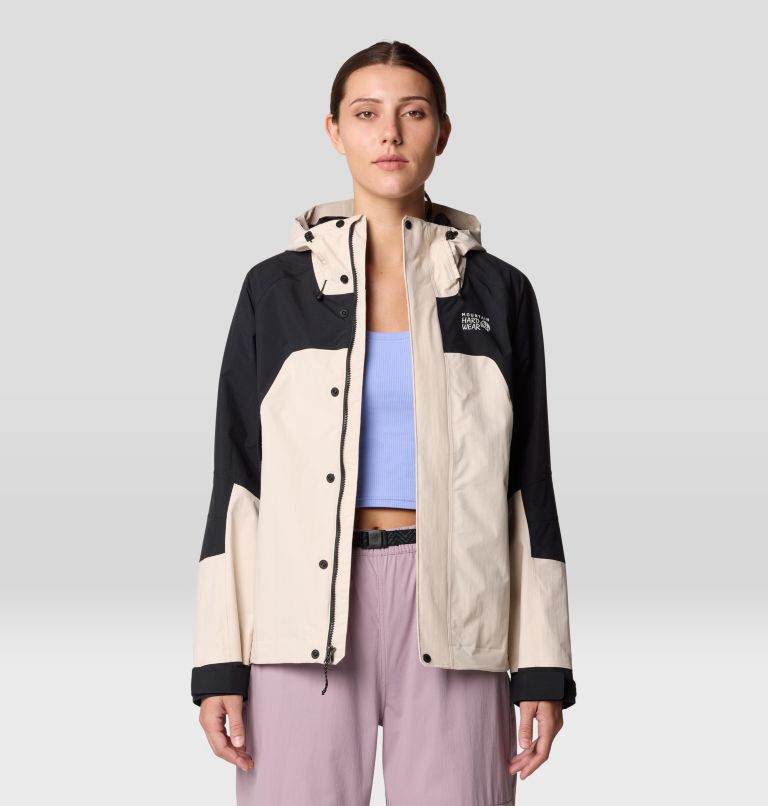 Women's Dry Times Hooded Jacket, Color: Talc, Black, image 11