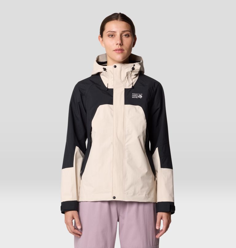 Women's Dry Times Hooded Jacket, Color: Talc, Black, image 1