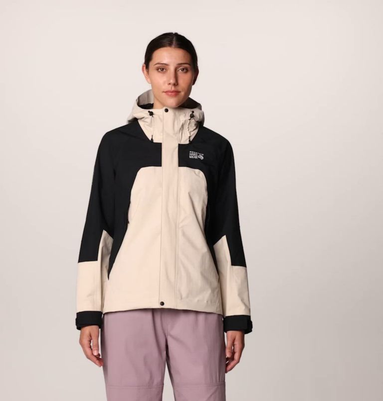 Women's Dry Times Hooded Jacket, Color: Talc, Black