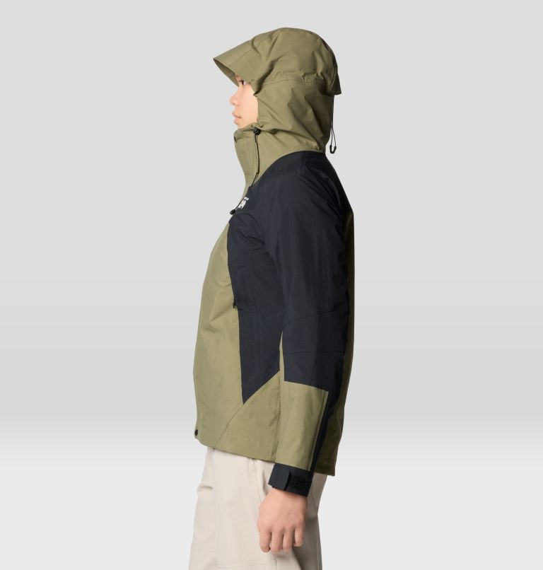 Women's Dry Times Hooded Jacket, Color: Mission Olive, Black, image 4
