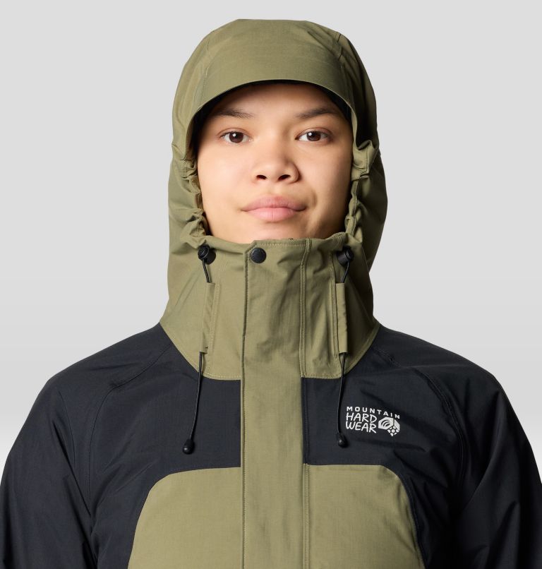 Women's Dry Times Hooded Jacket, Color: Mission Olive, Black, image 5