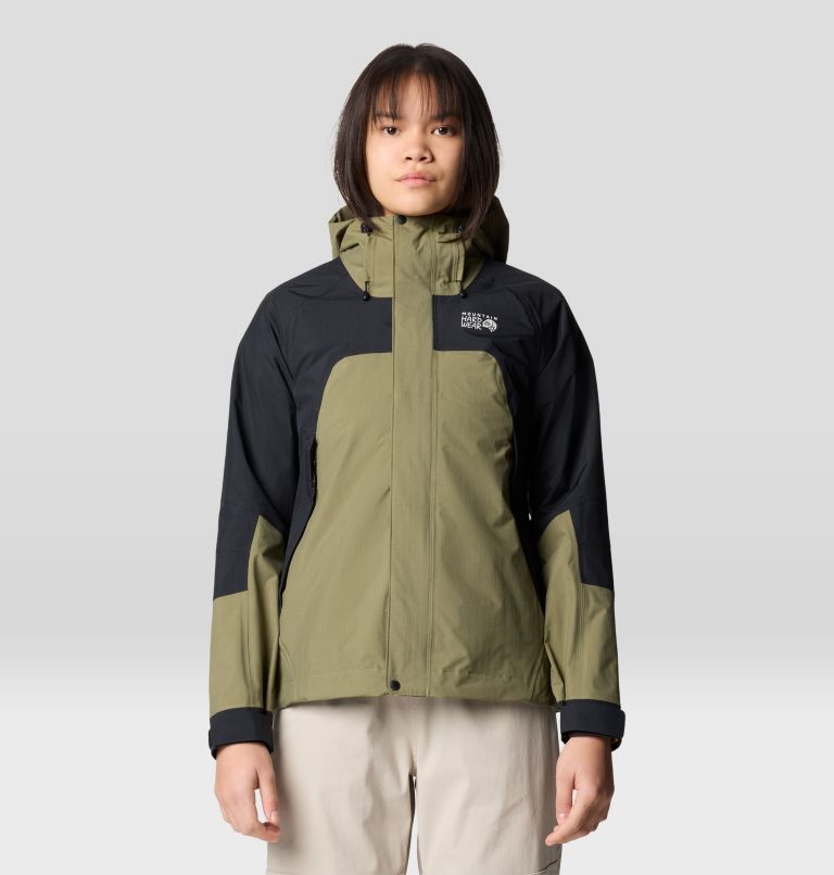 Women's Dry Times Hooded Jacket, Color: Mission Olive, Black, image 1