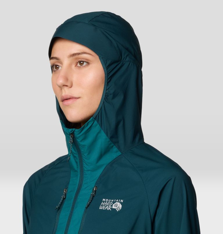 Women's Kor AirShell Hybrid Hooded Jacket, Color: Dark Marsh, Jack Pine, image 6