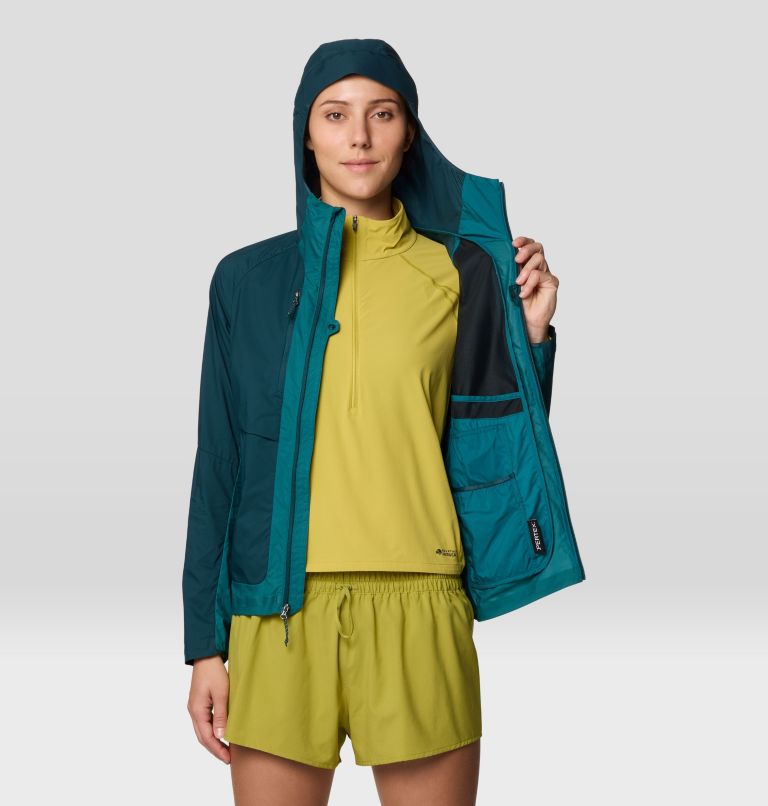 Women's Kor AirShell Hybrid Hooded Jacket, Color: Dark Marsh, Jack Pine, image 10