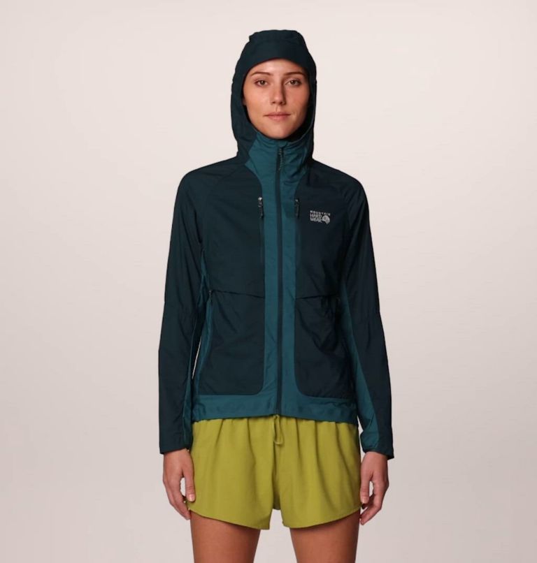 Women's Kor AirShell Hybrid Hooded Jacket, Color: Dark Marsh, Jack Pine