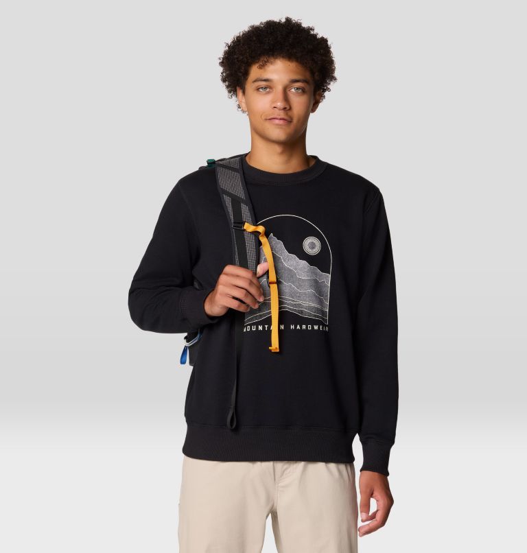 Men's Mountain Sunset Pullover Crew, Color: Black, image 2