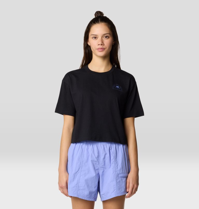 Haut boxy court à manches courtes Seek Floral, Color: Black, image 1