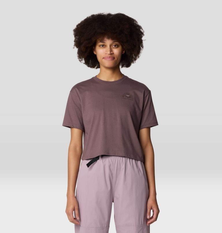Haut boxy court à manches courtes Seek Floral, Color: Warm Ash, image 1