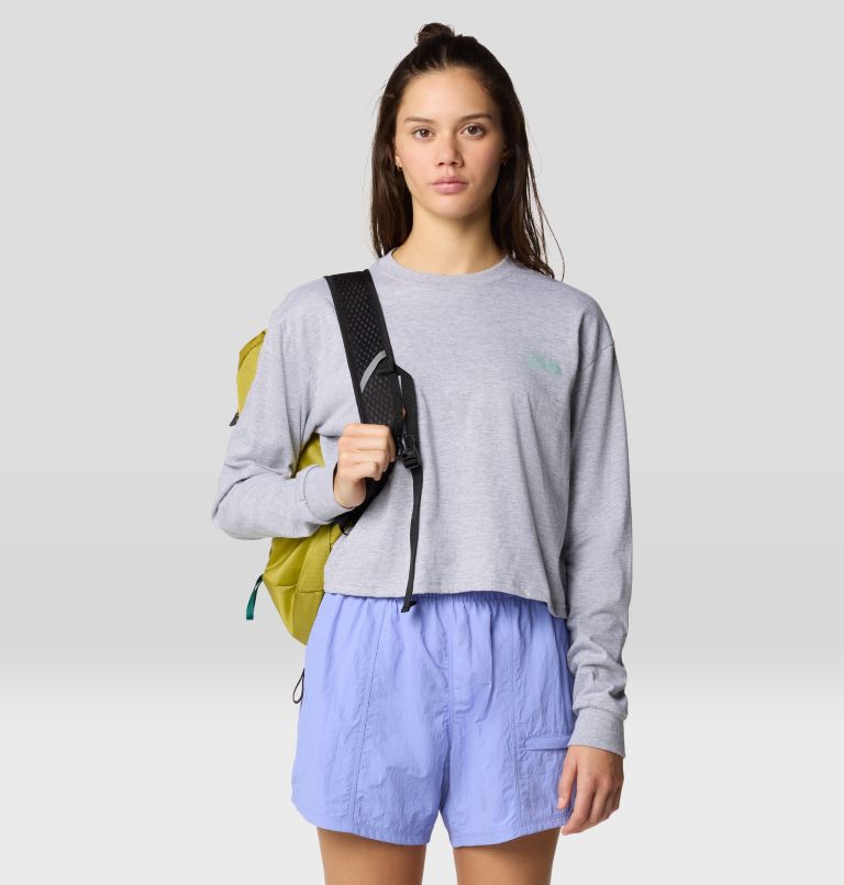Women's Mountain Sunset Boxy Crop Long Sleeve, Color: Hardwear Grey Heather, image 2