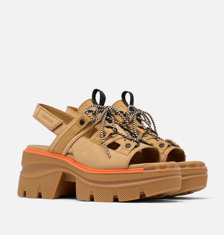 REIN CB Women's Lace Platform Sandal, Color: Caribou Buff, Black, image 2