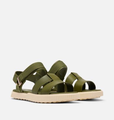 ONA AVE Women's Ankle Strap Flat Sandal, Color: Utility Green,Bleached Ceramic, image 10