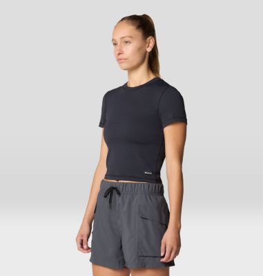 Women's Peak Knit Short Sleeve, Color: Black, image 8