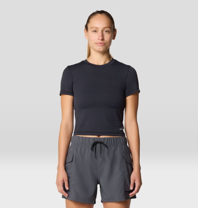 Women's Ribbed Short Sleeve, Color: Black, image 1