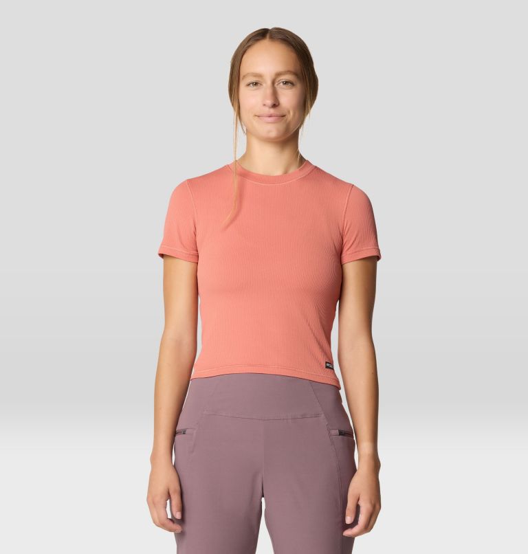 Women's Ribbed Short Sleeve, Color: Fleurs, image 1