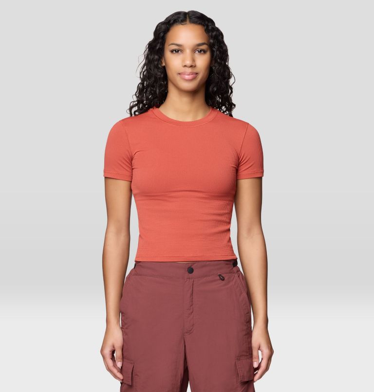 Women's Peak Knit Short Sleeve, Color: Mars Red, image 1