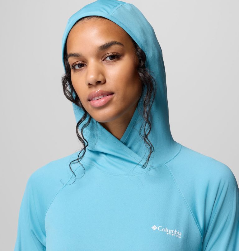 Women's PFG Tidal Tee II Hoodie, Color: Vintage Blue, image 5