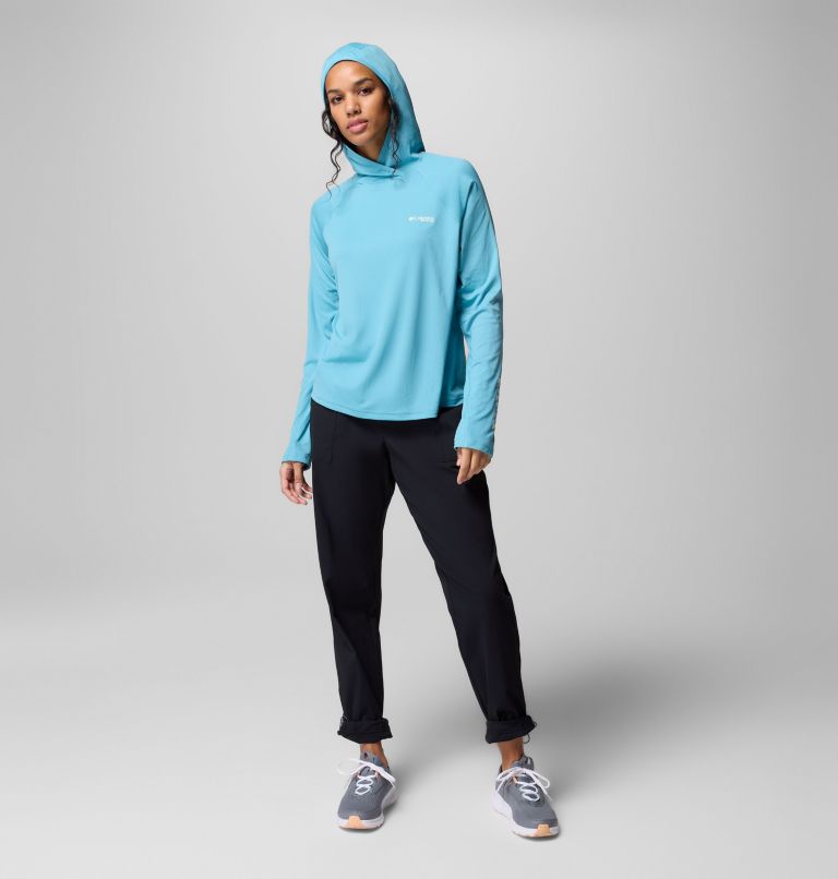 Women's PFG Tidal Tee II Hoodie, Color: Vintage Blue, image 2