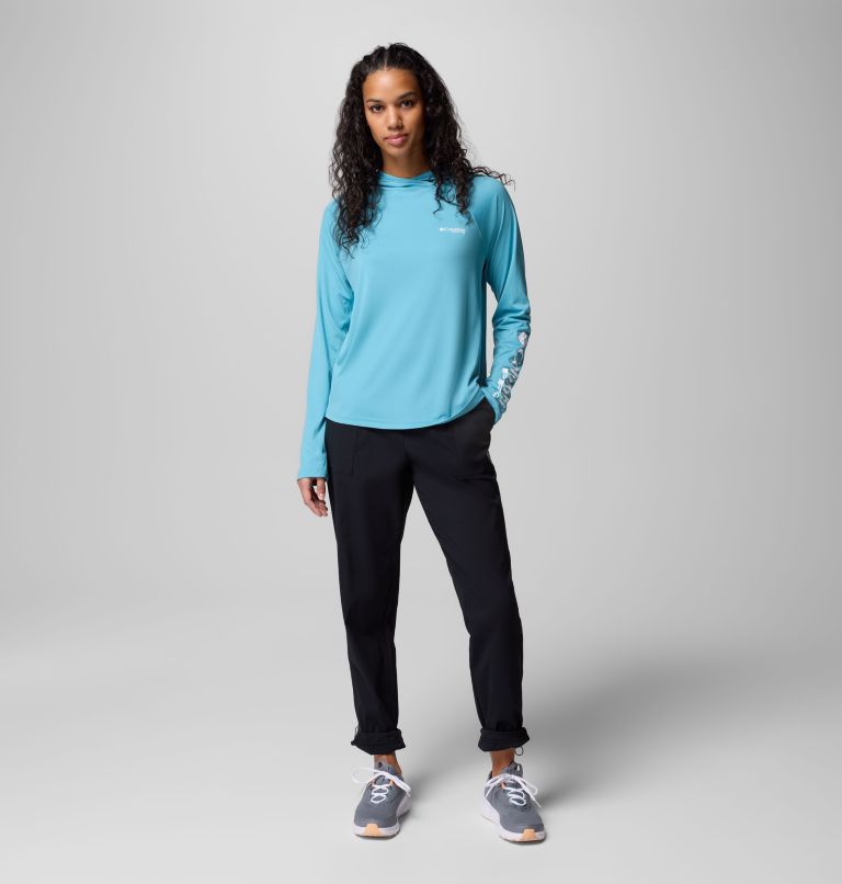 Women's PFG Tidal Tee II Hoodie, Color: Vintage Blue, image 8