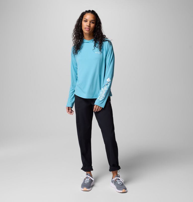 Women's PFG Tidal Tee II Hoodie, Color: Vintage Blue, image 9