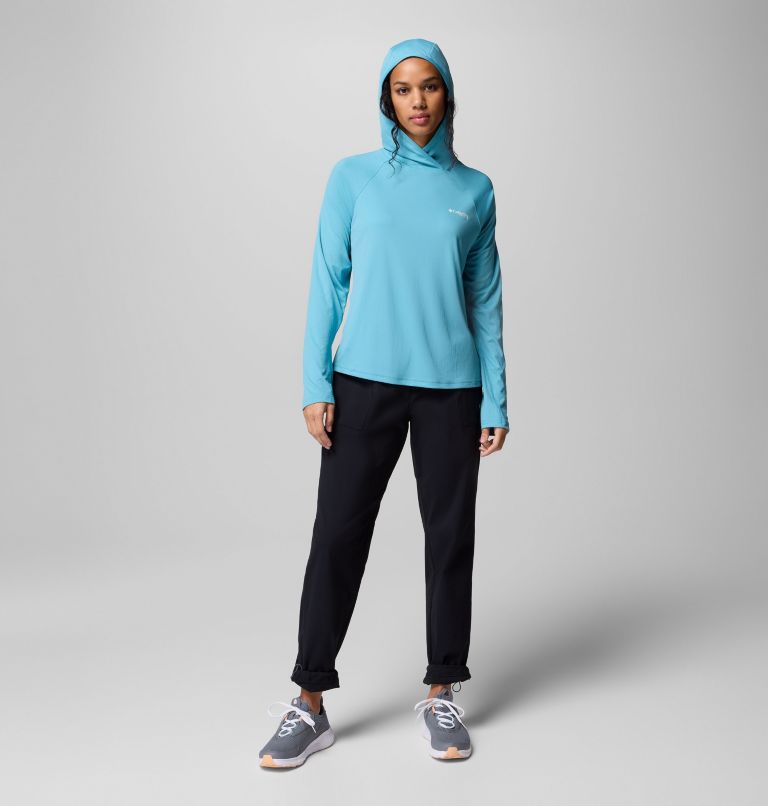 Women's PFG Tidal Tee II Hoodie, Color: Vintage Blue, image 10