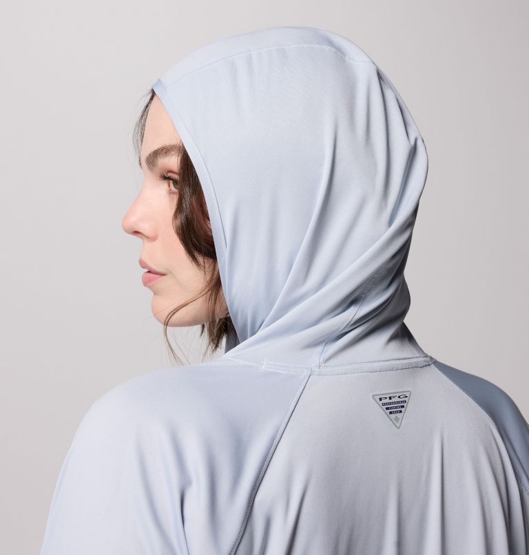 Women's PFG Tidal Tee II Hoodie - Plus Size, Color: Cirrus Grey, image 7