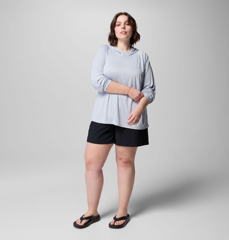 Women's PFG Tidal Tee II Hoodie - Plus Size, Color: Cirrus Grey, image 2