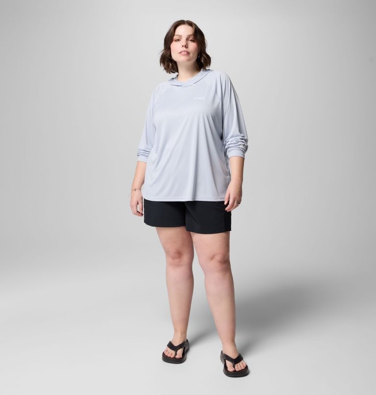 Women's PFG Tidal Tee II Hoodie - Plus Size, Color: Cirrus Grey, image 8