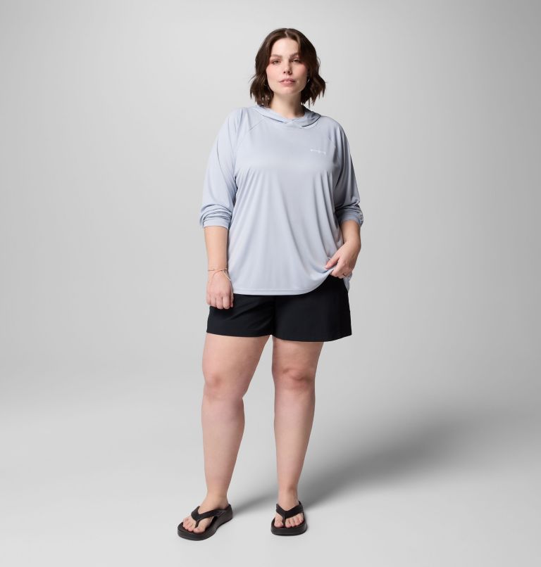 Women's PFG Tidal Tee II Hoodie - Plus Size, Color: Cirrus Grey, image 9