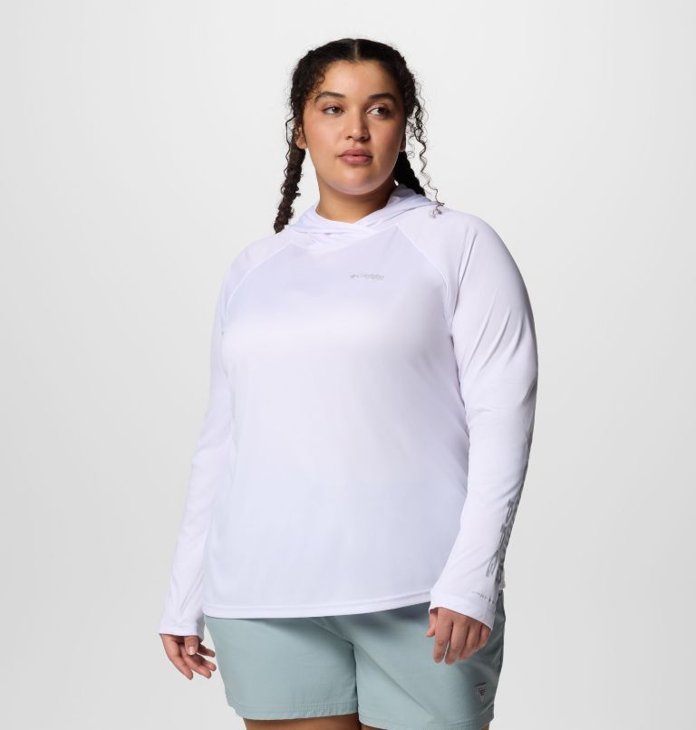 Women's PFG Tidal Tee II Hoodie - Plus Size, Color: White, image 3
