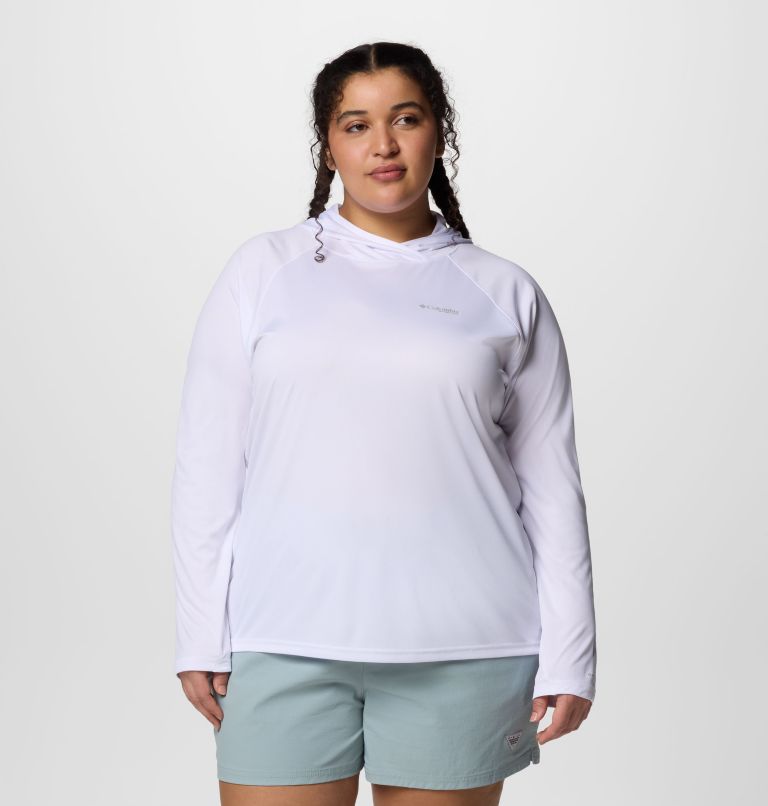 Women's PFG Tidal Tee II Hoodie - Plus Size, Color: White, image 1