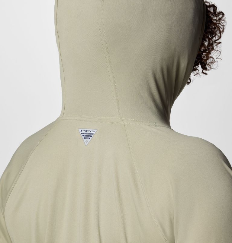 Women's PFG Tidal Tee II Hoodie - Plus Size, Color: Smokey Sage, image 5