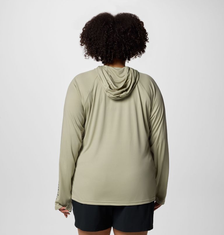 Women's PFG Tidal Tee II Hoodie - Plus Size, Color: Smokey Sage, image 2