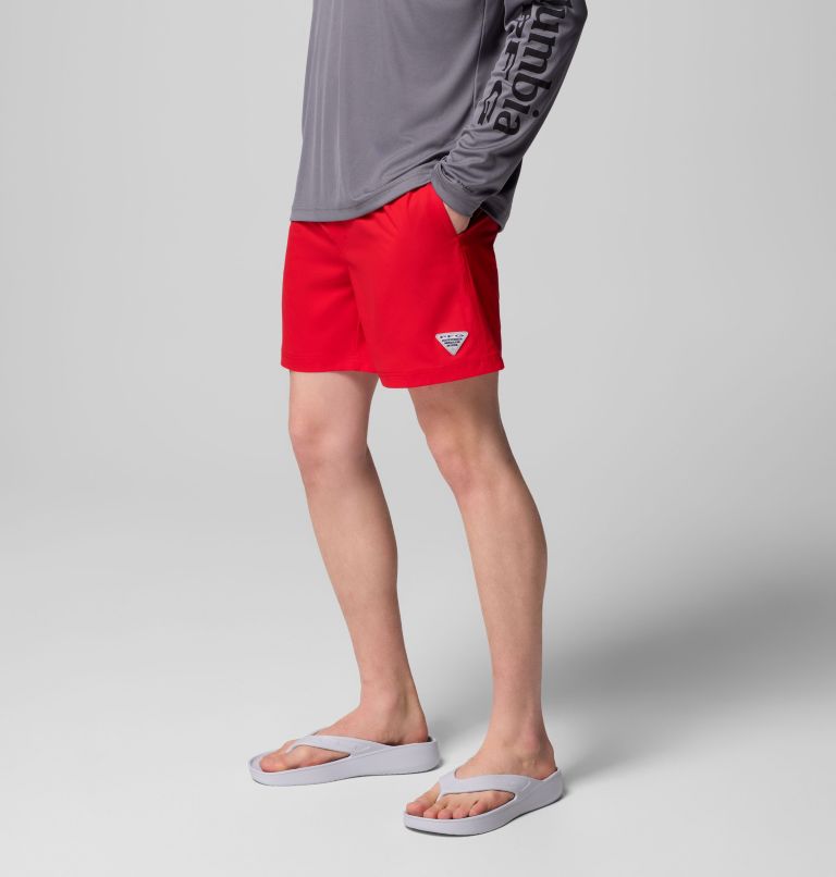Men's PFG Rambler Lined Shorts, Color: Red Spark, Collegiate Navy, image 4