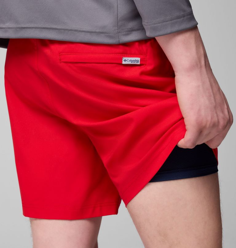 Men's PFG Rambler Lined Shorts, Color: Red Spark, Collegiate Navy, image 8