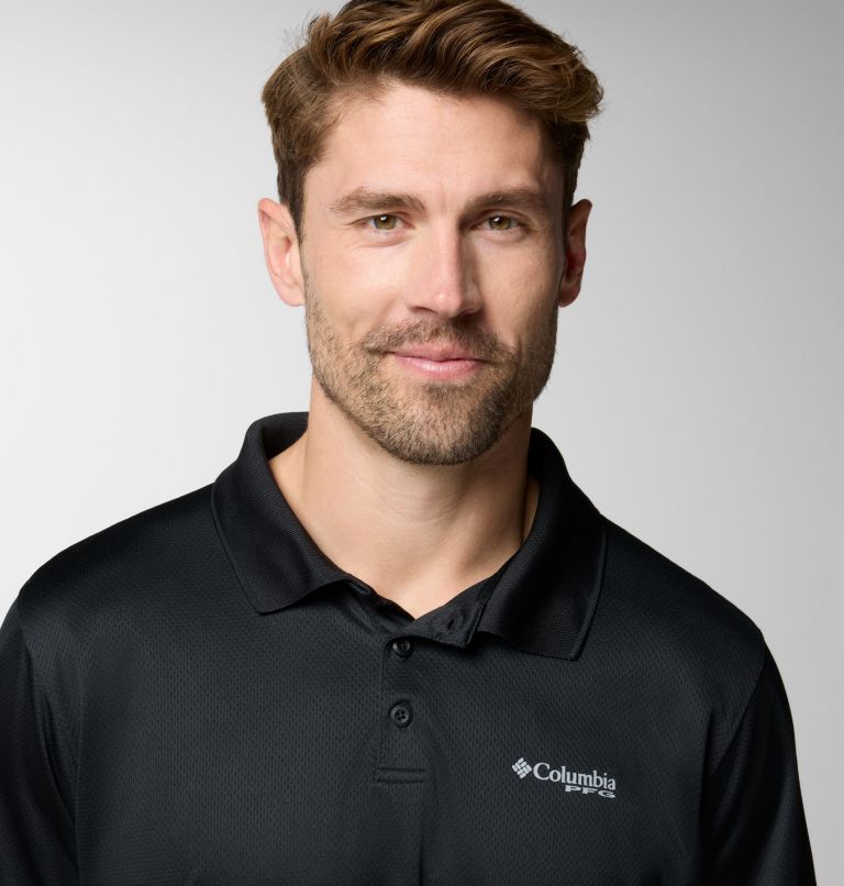 Men's PFG Solar Stream Polo Shirt, Color: Black, image 5