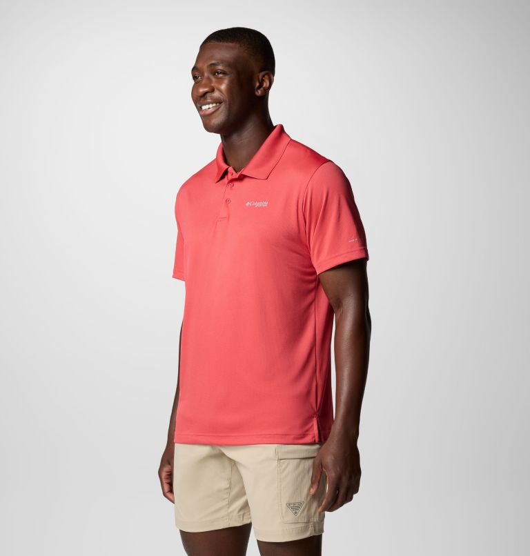 Men's PFG Solar Stream Polo Shirt, Color: Sunset Red, image 4