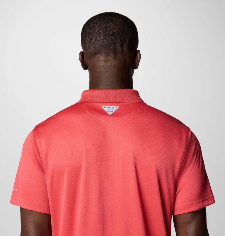 Men's PFG Solar Stream Polo Shirt, Color: Sunset Red, image 6