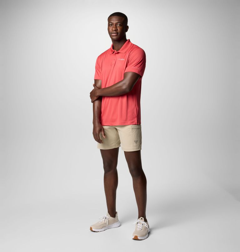 Men's PFG Solar Stream Polo Shirt, Color: Sunset Red, image 2