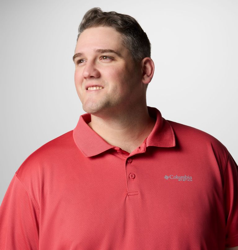 Men's PFG Solar Stream Polo Shirt - Big, Color: Sunset Red, image 5
