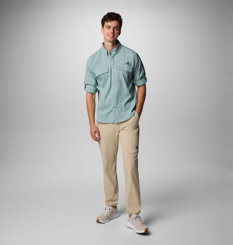 Men's PFG Shadowcaster Zero Long Sleeve Shirt, Color: Crushed Blue, image 2