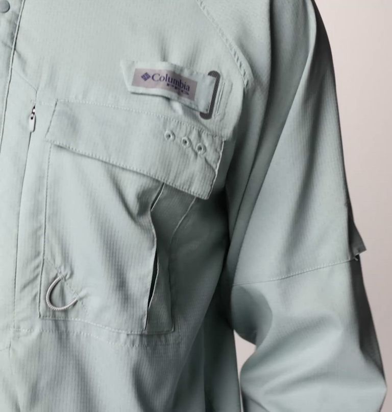 Men's PFG Shadowcaster Zero Long Sleeve Shirt, Color: Crushed Blue