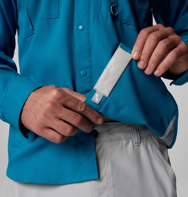 Men's PFG Shadowcaster Zero Long Sleeve Shirt, Color: Blue Echo, image 9