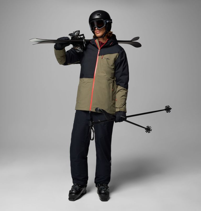 Men's Iceberg Point II Waterproof Ski Jacket, Color: Stone Green, Black, image 2