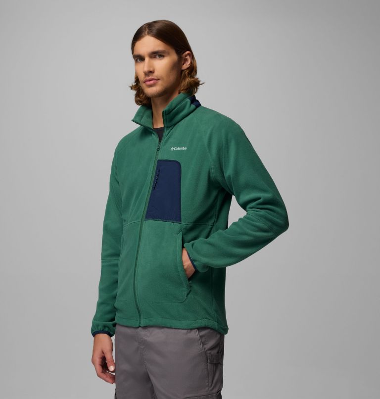 Men's Rapid Expedition II Fleece Jacket, Color: Rain Forest, Collegiate Navy, image 4