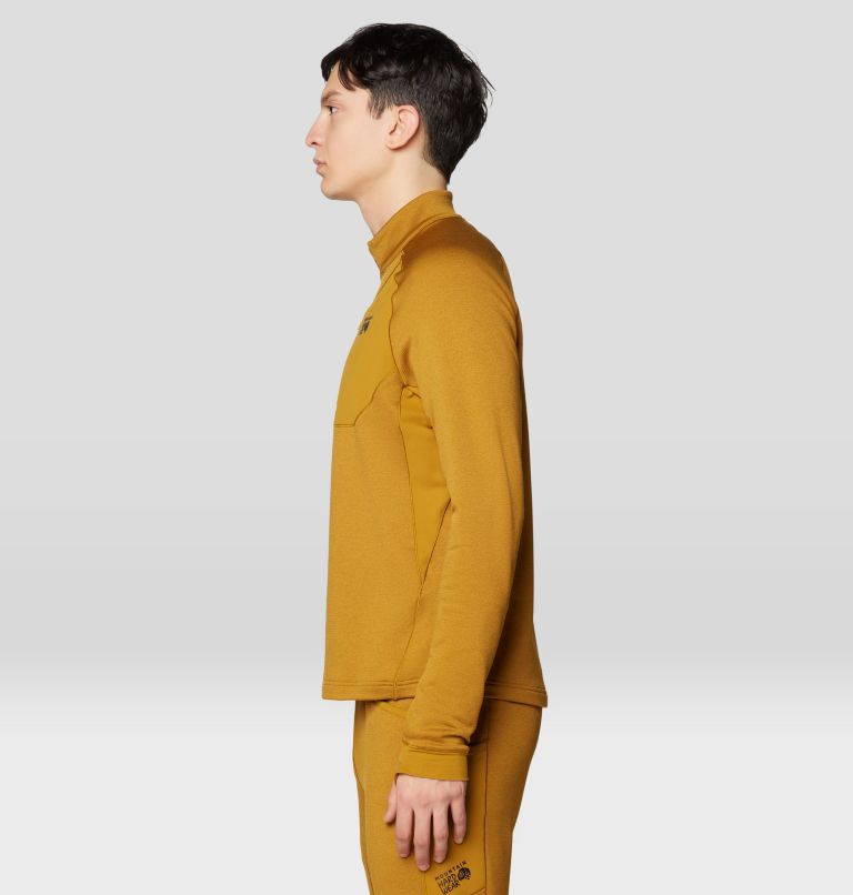Men's Up First Tech Fleece Quarter Zip, Color: Olive Gold Heather, Black, image 4