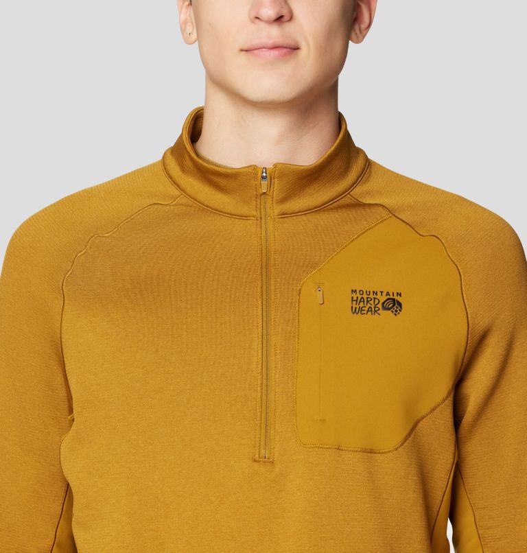 Men's Up First Tech Fleece Quarter Zip, Color: Olive Gold Heather, Black, image 5