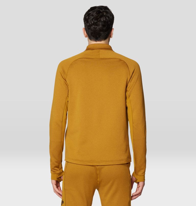 Men's Up First Tech Fleece Quarter Zip, Color: Olive Gold Heather, Black, image 3