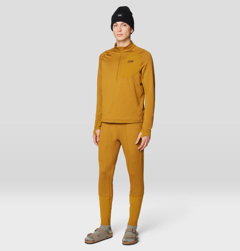 Men's Up First Tech Fleece Quarter Zip, Color: Olive Gold Heather, Black, image 2