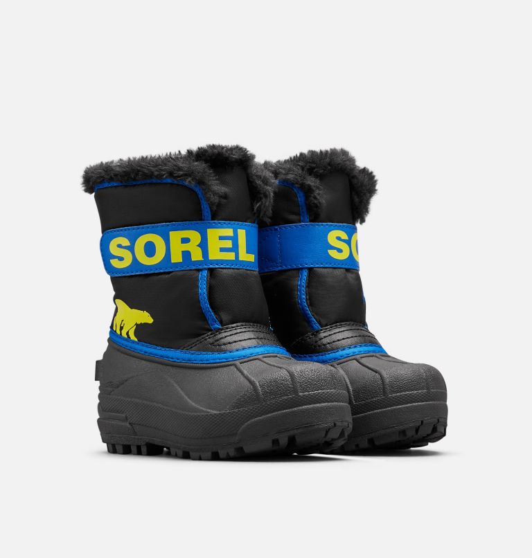 Kids' SNOW COMMANDER Snow Boots, Color: Black, Super Blue, image 2